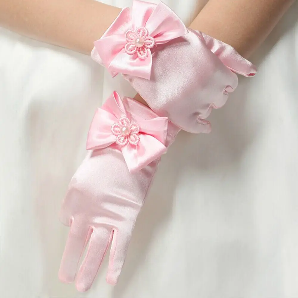 Girls Princess Dance Performance Children's Wear Princess Gloves Wedding Flower Girl's Gloves Full Finger Mittens Stage Gloves