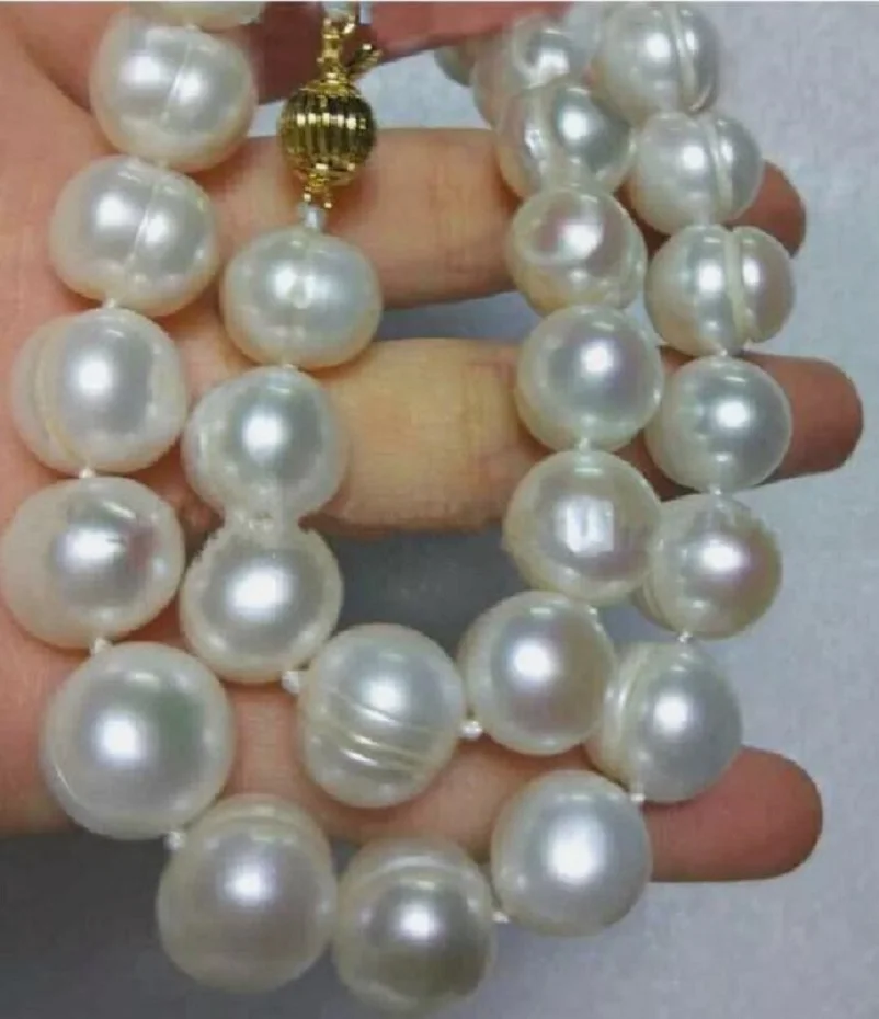 Large quantity of 12-13mm South Sea natural white Baroque pearl necklace 18in