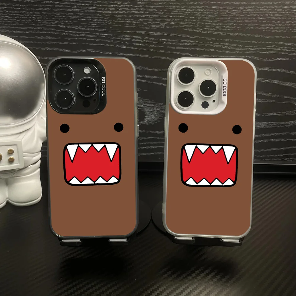 

Cute Domo-kun Phone Case IMD Color Silver Shell For IPhone 16 15 14 13 12 Pro Max Plus