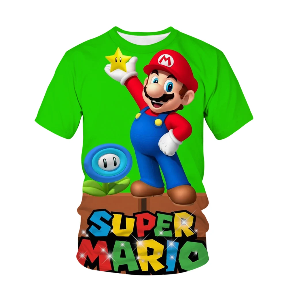 2024New Anime Super Mario  T Shirt Summer Fashion Casual T-shirt Boy Girl Unisex Children's Clothing Tshirt ventilate Tops