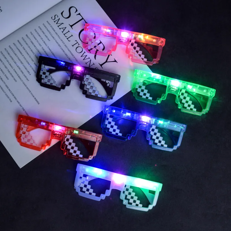 Nowe świecące diody LED okulary mozaikowe świecące migające okulary mozaikowe okulary przeciwsłoneczne neonowe okulary imprezowe Party Festival Supplies