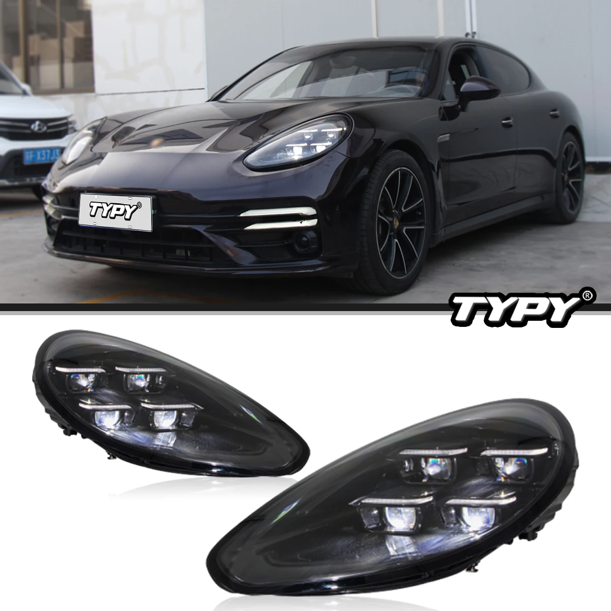 TYPY Car Accessories For Porsche Panamera Headlights 2010-2016 970.1 970.2 LED Laser Matrix Head Lamps Upgrade 2024 Style