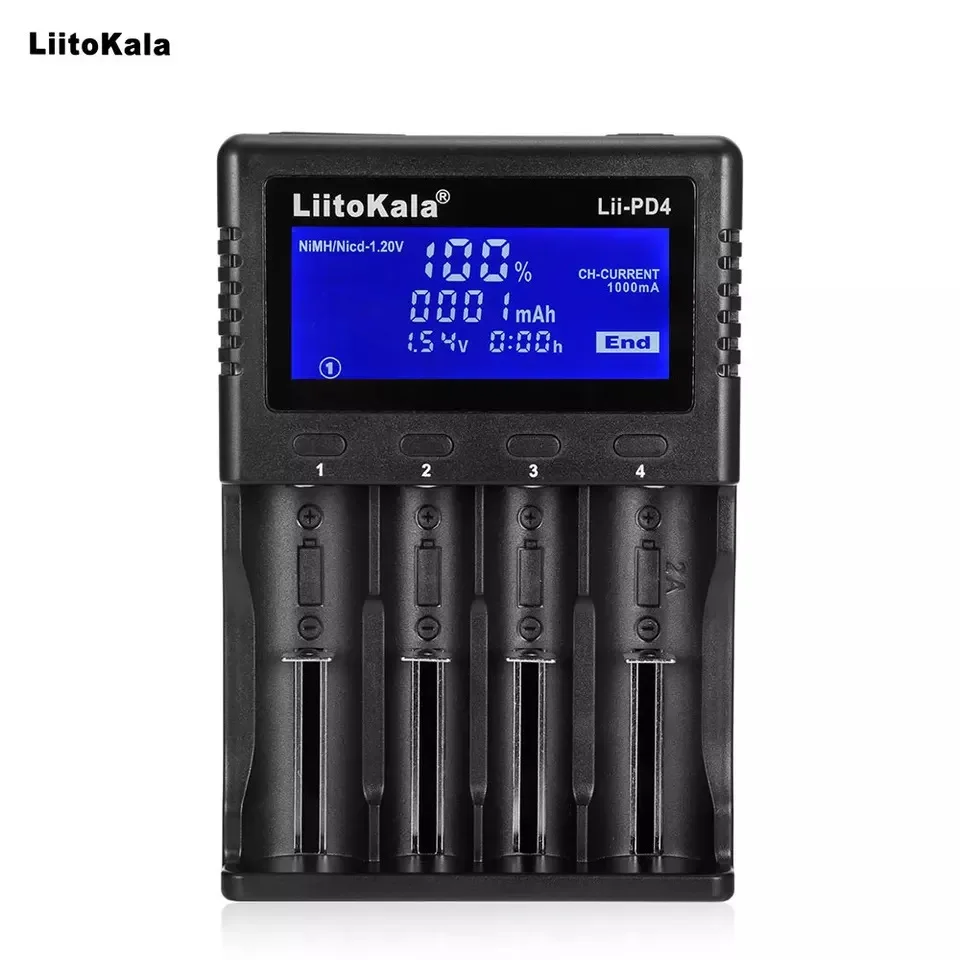 Liitokala Lii-PD4  Lii-402 3.7V 18650 18350 18500 16340 21700 20700 26650 Test instrumet 1.2V AA  NiMH Lithium-Battery Charger