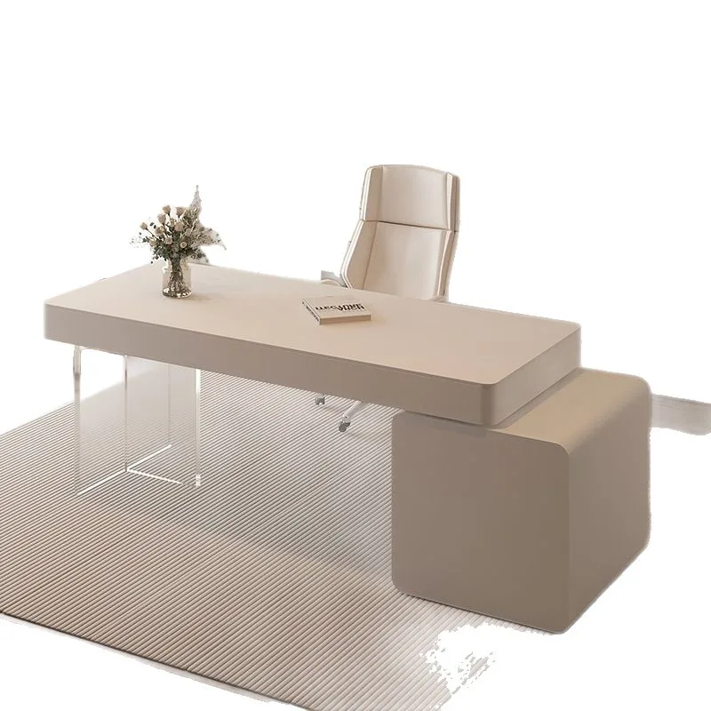 

Cream wind desk pure white minimalist beauty salon medical beauty consultation table home writing desk with drawers computer