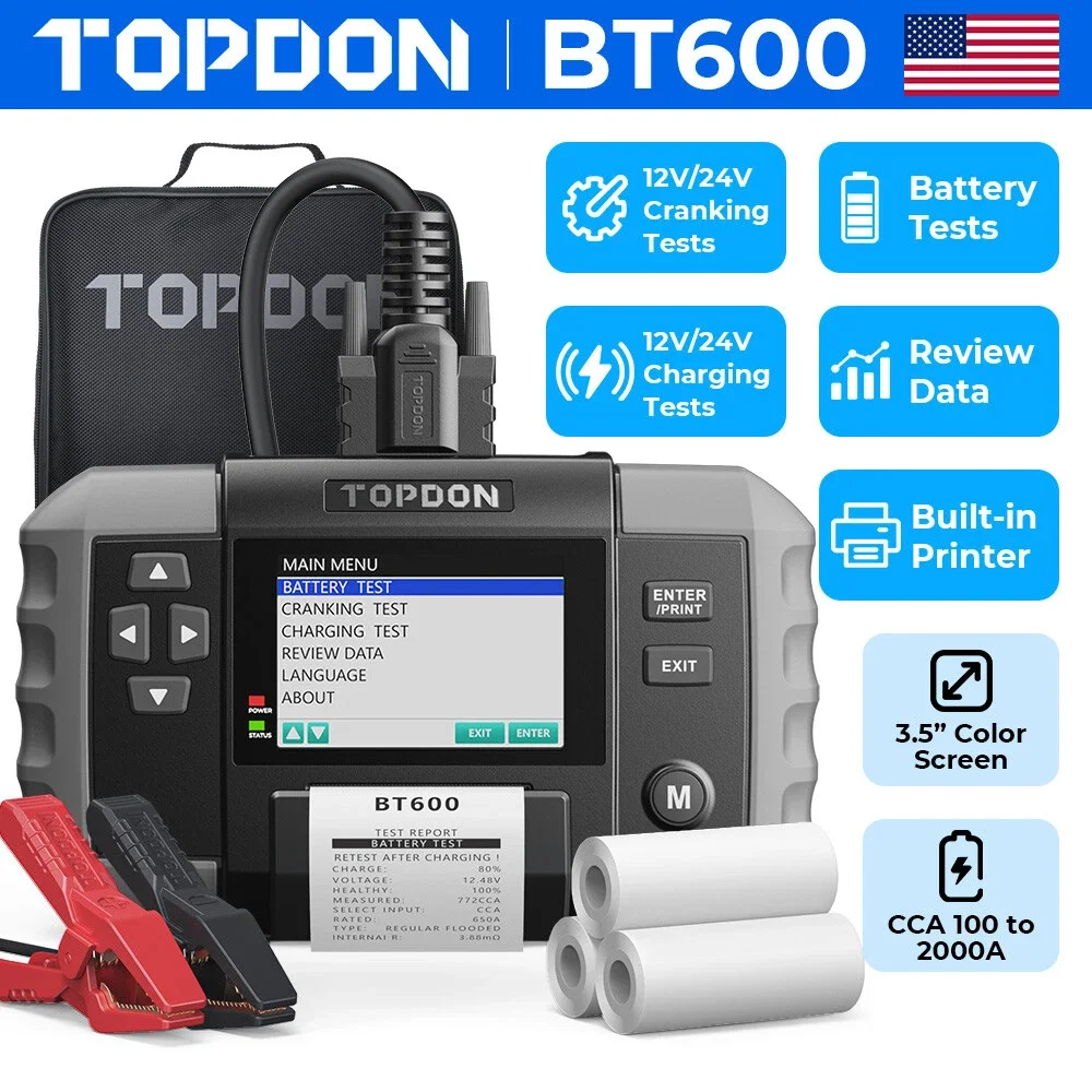 Heavy Equipment Diagnostic Tool - TOPDON BT600 Penguji Baterai Mobil 12V