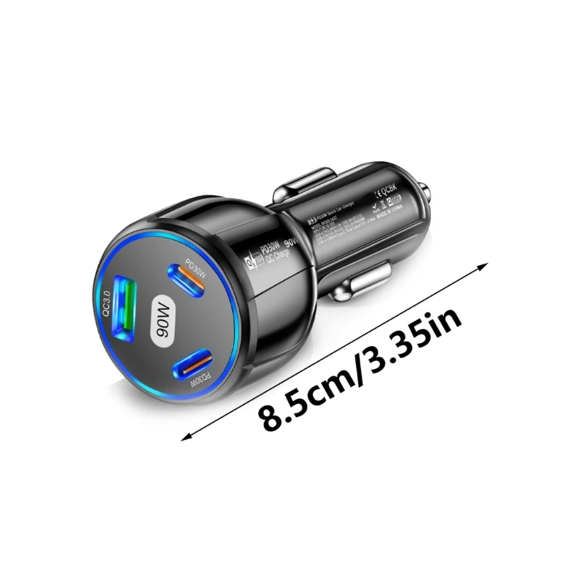 2025 Nieuwe geavanceerde 90W USB C-autoladers met twee PD- en QC3.0-technologie voor sneller opladen