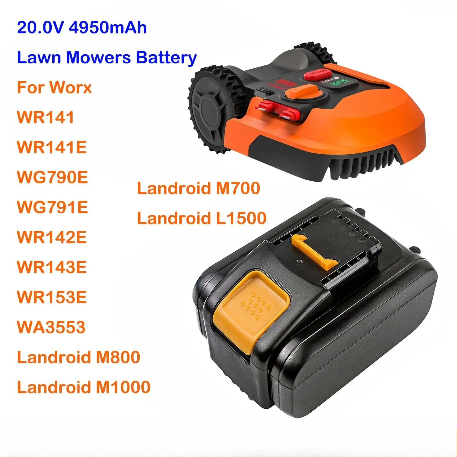 

100% новый аккумулятор для газонокосилок емкостью 4950 мАч WA3604 WA3553 для Worx WR141, WR141E, WG790E, WG791E, WR142E, WR143E, WR153E, M800, M1000, M700, L1500