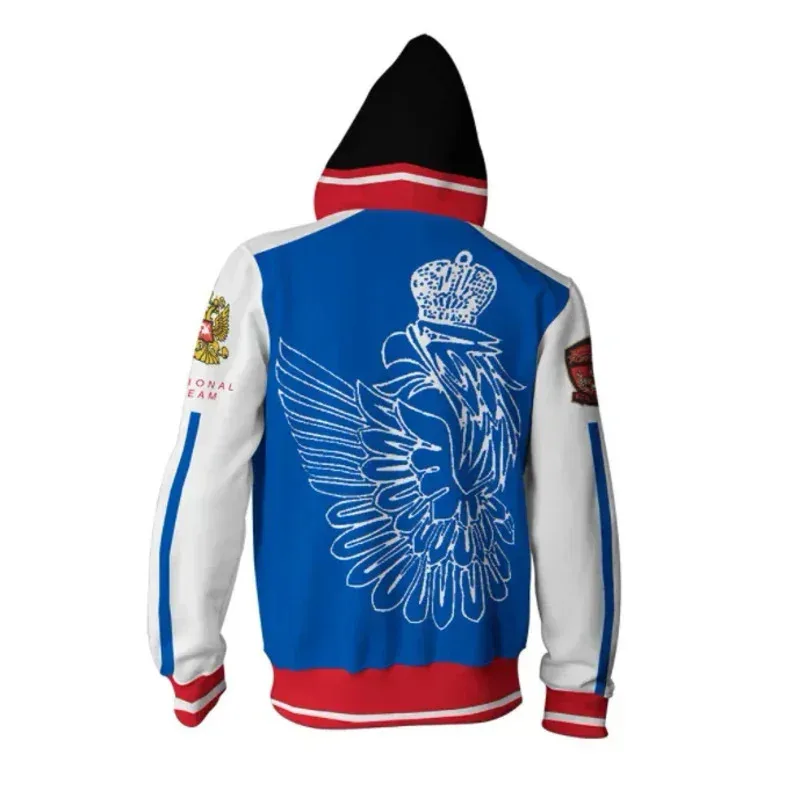 YURI on ICE Yuri Plisetsky Costume Cosplay Cerniera Felpa con cappuccio Maglione Russia Maglione oversize Autunno Inverno Sport Giacca casual * 8 * Q