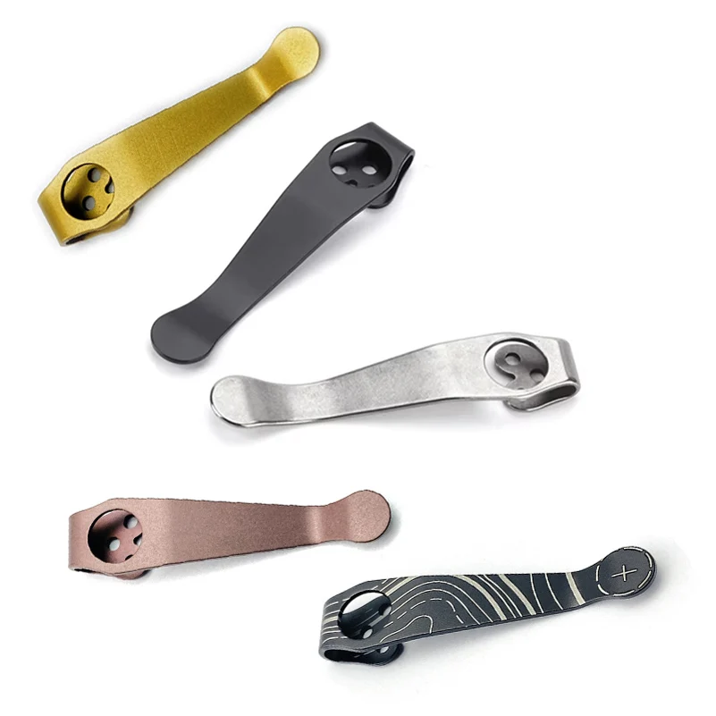 Spyderco用チタンポケットクリップ,ポケットナイフ,バッククランプ,paramilita2,para3,c81,endura4,delica4,g10,police manix2,ストレッチ,5色