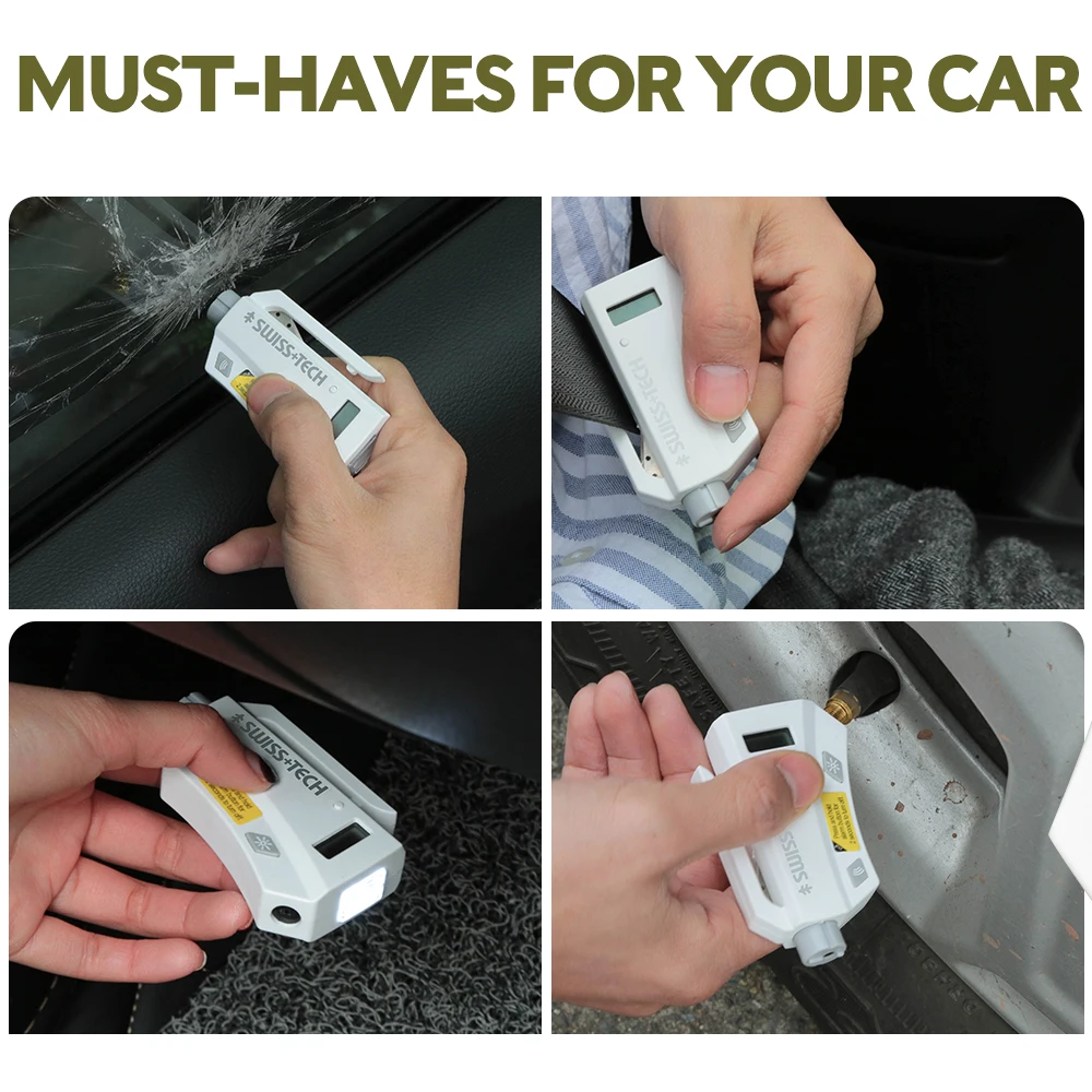 SWISS TECH Auto Emergency Escape Tools Sonic Alerm Glass Breaker Seat Belt Cutter Car Safety Kets Female Self-defense Flasher