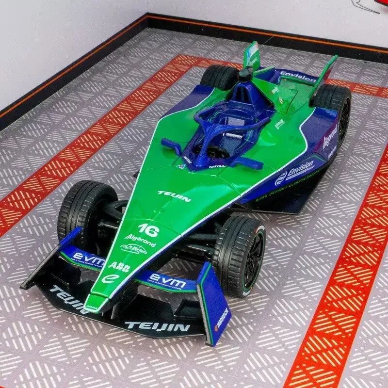 1-18合金製純電動トラックレースカー車両モデルシミュレーションダイキャストメタルフォーミュラeスーパースポーツカーモデルシミュレーションギフト