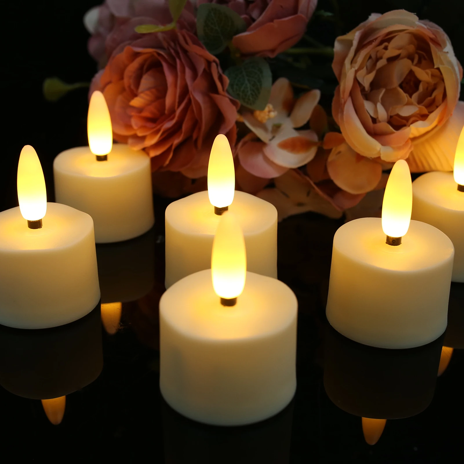 Pack of 6/12pc Rechargeable LED Candles Tea Lights with Remote Timer Flickering Flames Candle for Home Christmas Wedding Decor