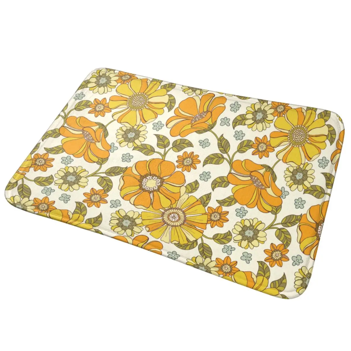 Nostalgic Style Floral Bathroom Mat Non Slip Doormat Bath Rug Soft Absorbent Floor Mats for Bathroom 60x40