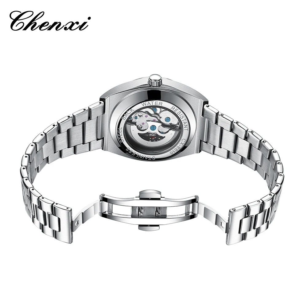 Fashion Chenxi Top Brand Mechanical Full Stainless Steel Sports Waterproof Business Watch For Men Hollow Out Automatic Movement