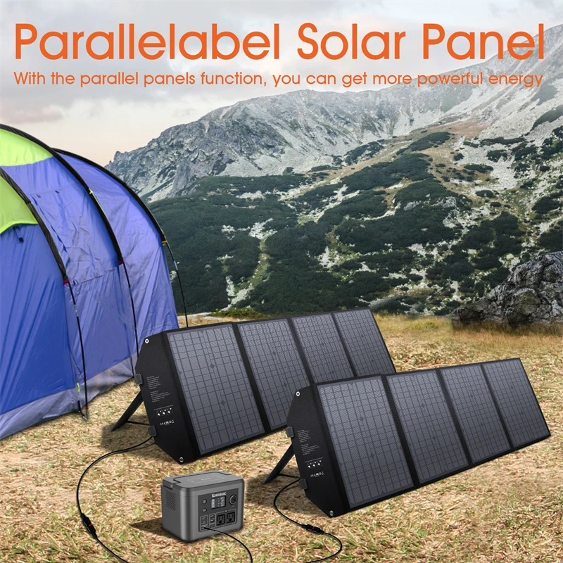 100W Foldable Portable Solar Panel with 18V DC Output,10 in 1 Connectors, DC To DC Cable