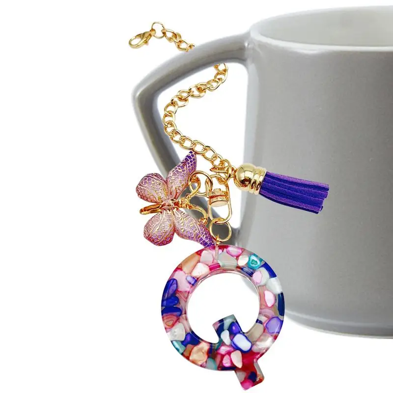 

Cup Letter Charm Letter Purse Charm With Butterfly And Tassel Cute Trendy Backpack Pendant Mug Initial Keychain Water Bottle