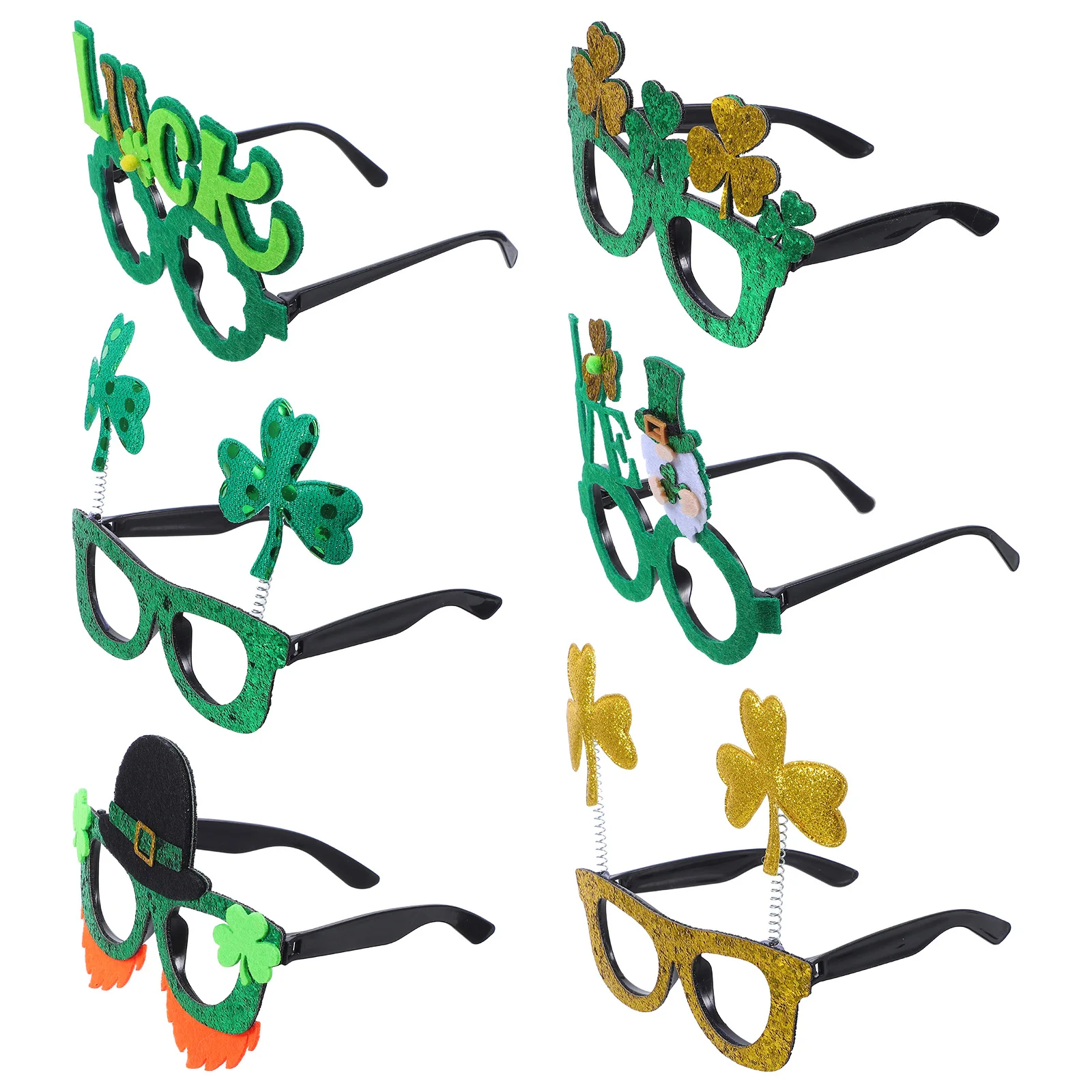 

6 Pcs Glasses Clover Irish Festival Photo Decoration Props Party Eyeglasses Frames Eyewears Vacation