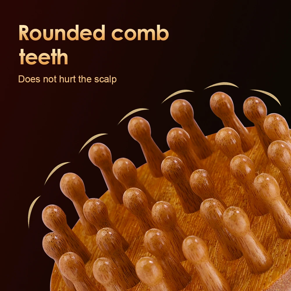 Natural Sandalwood Massage Comb Wide Tooth Multi-Functional Head Meridians Deep Massage Circular Tooth Guasha Scraping Body