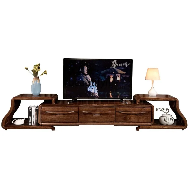 A44 الخشب الصلب النمط الصيني الجوز الأسود غرفة المعيشة البسيطة قابل للسحب غرفة نوم تخزين خزانة أرضية كابينة الأفلام والتلفزيون