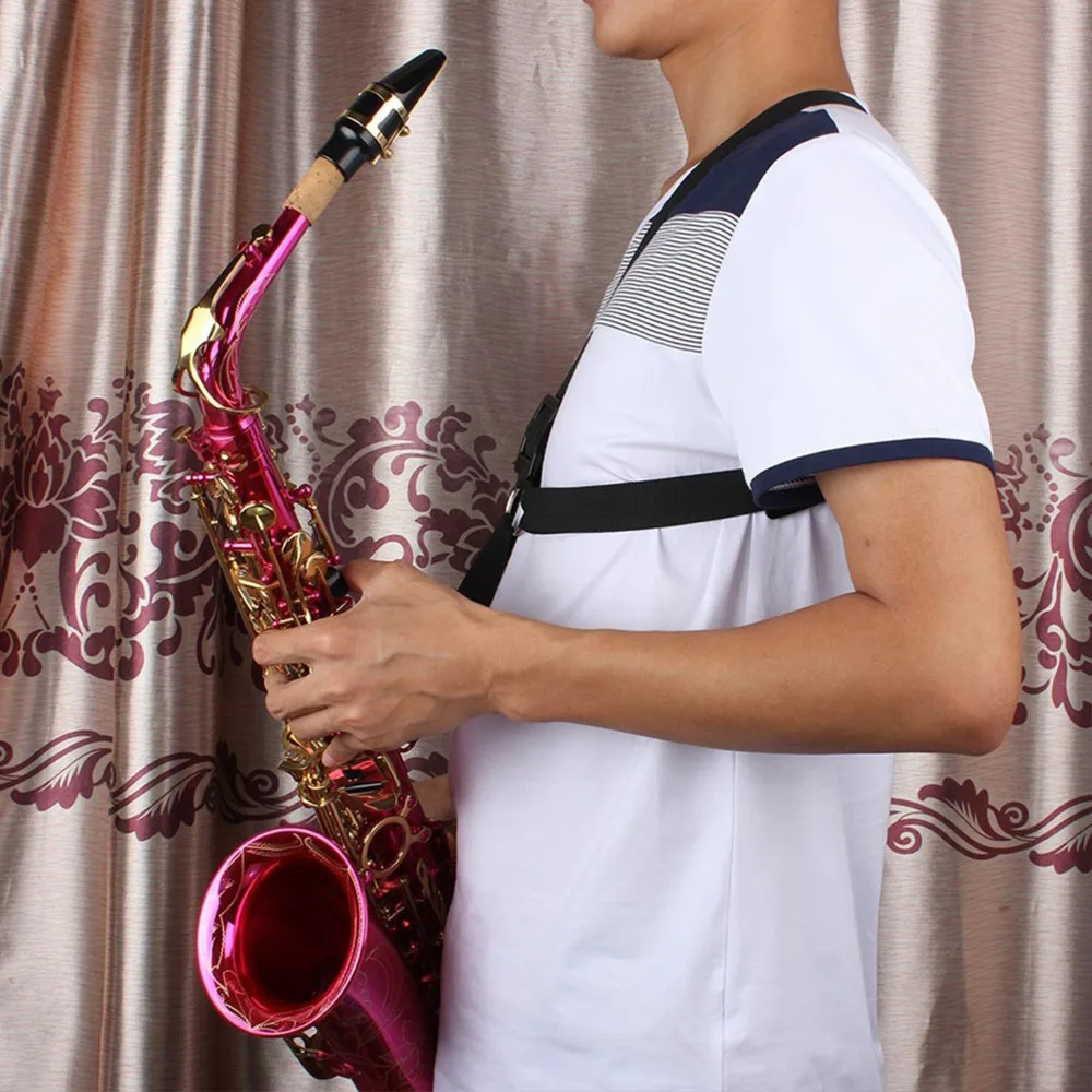 Adjustable ​Saxophone Shoulder Strap​ ​Soft Padded​ ​Regular Buckle Hook​ ​Adjustable Sax Strap​ Instrument Support Harness