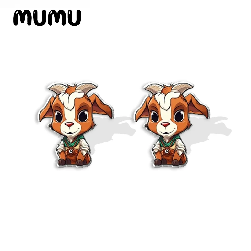 2023 New Cartoon Goat Acrylic Stud Earring Animal Art Handmade Earrings Resin Epoxy Jewelry Gifts Friend