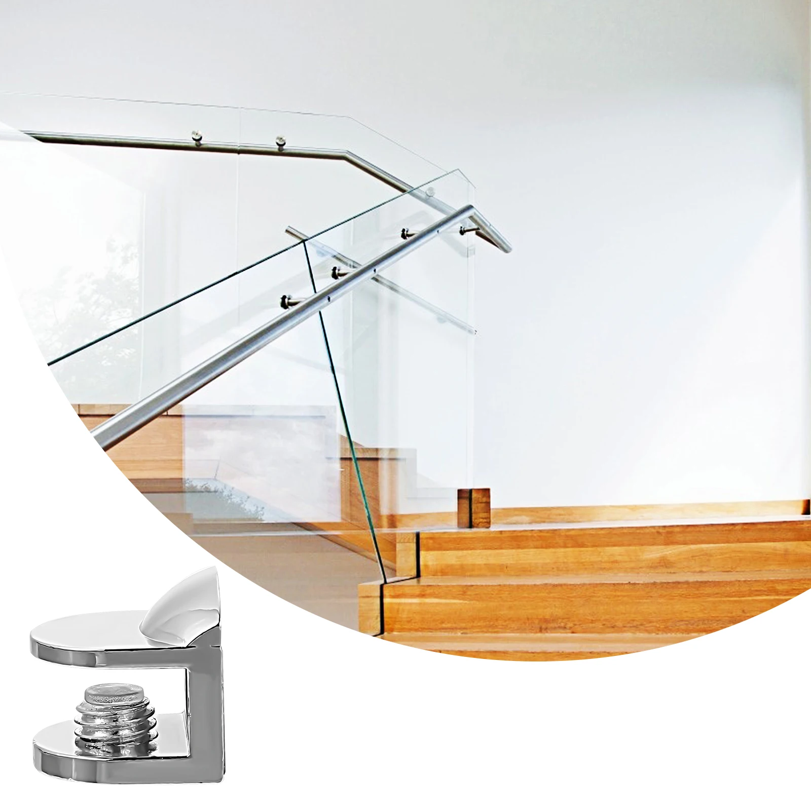 

8pcs Glass Shelf Brackets Zinc Alloy Durable Sturdy Rubber Layers Adjusting Screw Fits Glass Thickness Cabinet Bathroom