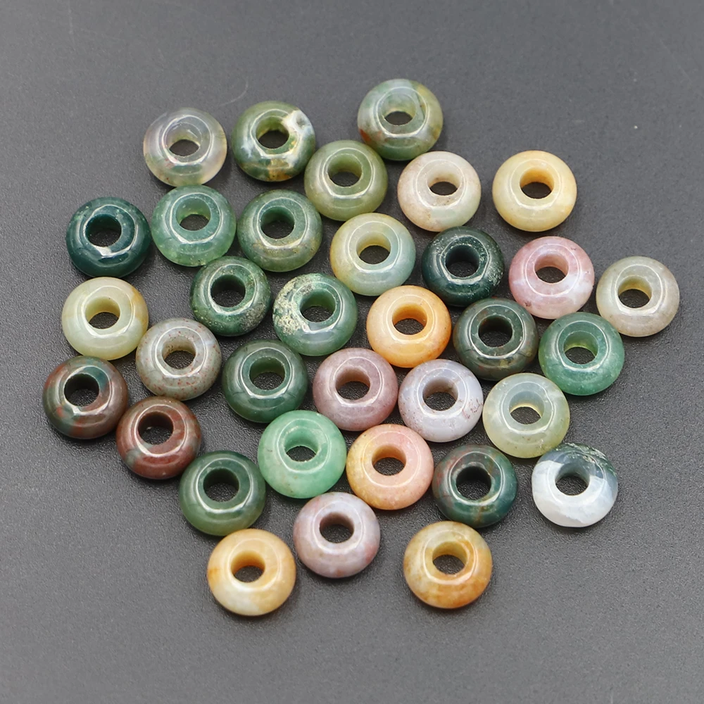 5x10MM Natural Agate Stones Donuts Abacus Big Hole Beads Crystal Necklaces Jewelry Hand String Accessorie Making Wholesale 50Pcs