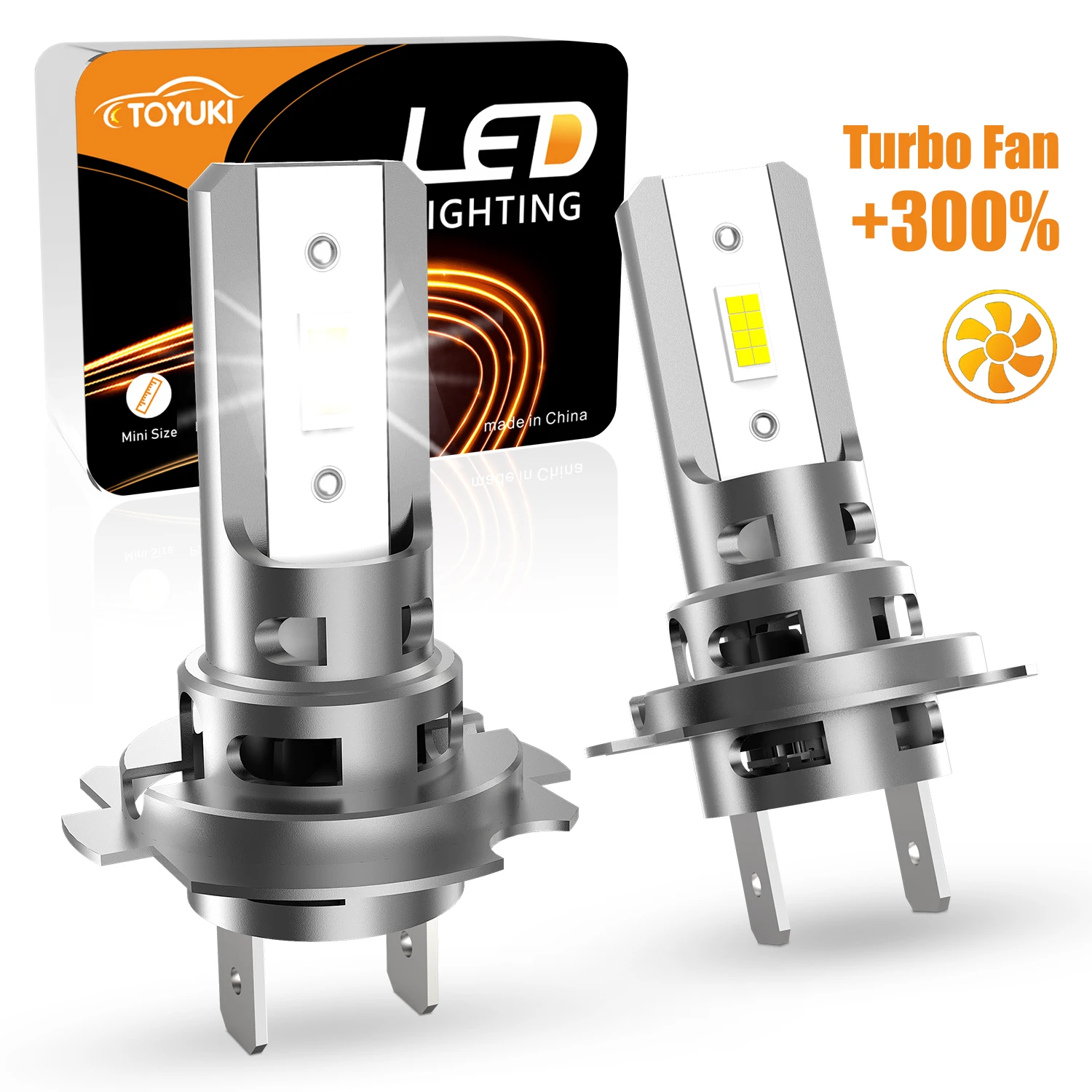 TOYUKI 2Pcs H7 Turbo Led Headlight Bulb 20000LM  for Car Led Lamp 1:1 Mini  Led Fog Lights DRL 8 Pcs Csp 7035 6000K White 12V