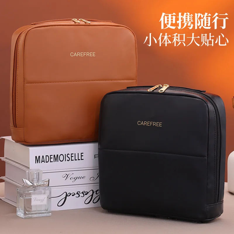 PU leather waterproof large-capacity makeup brush, multi-functional large-capacity foldable, portable and upright makeup bag