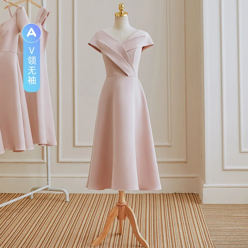 Satin Bridesmaid Midi Dress Elegant Long Prom Wedding Evening Guest Party Summer Dresses for Women 2023 Casual Slim vestidos