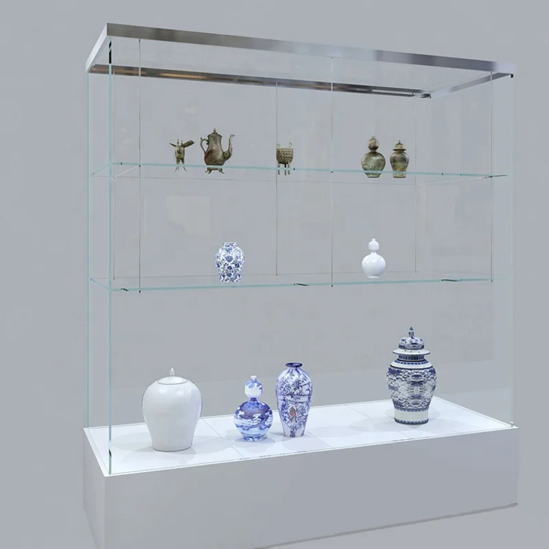 

custom.High Quality Museum Vitrine Glass Counter Exhibition With LED Lights Antique Showroom Display Showcase Cabinet Furniture