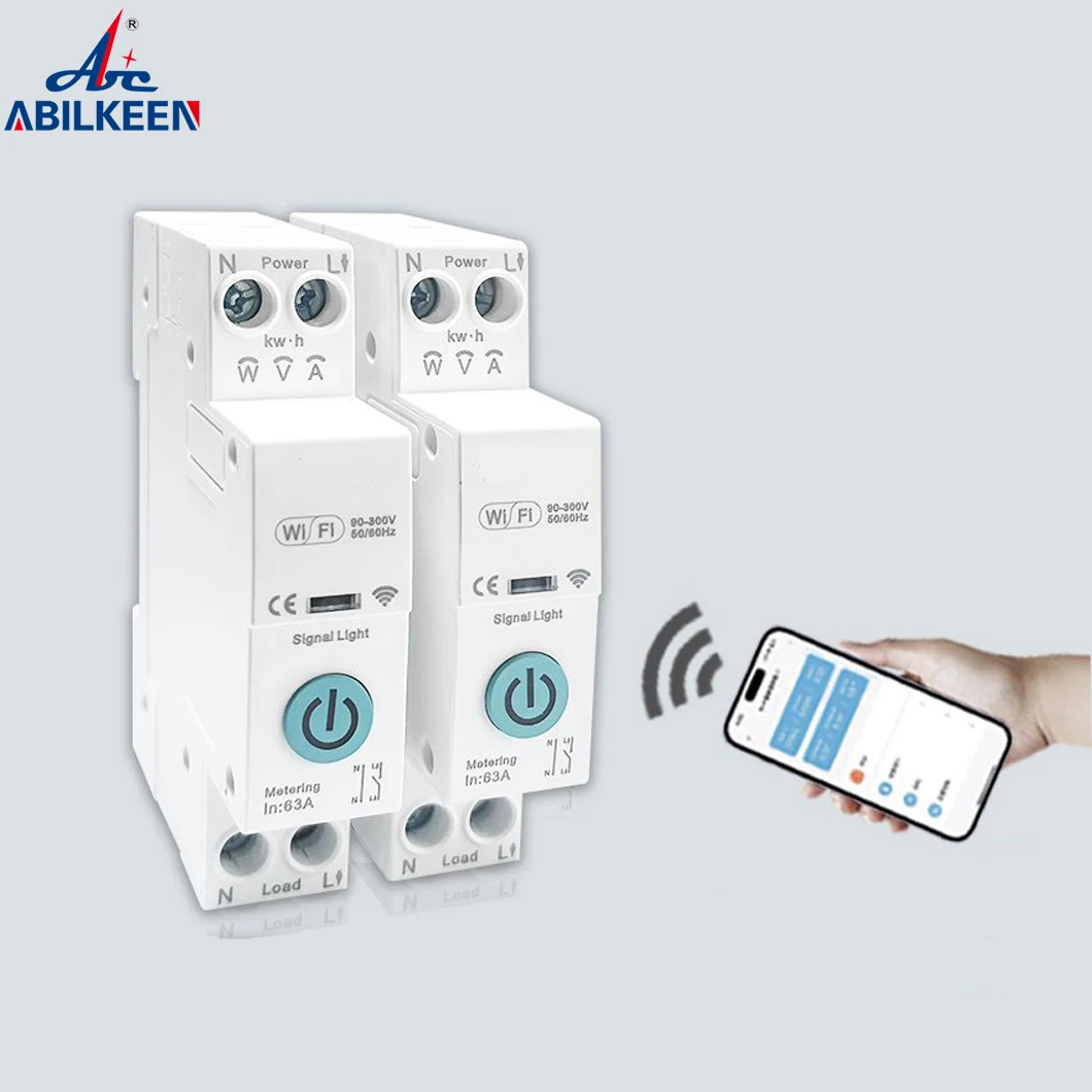 

ABILKEEN Tuya WiFi Smart Breaker 1P 63A - Voice/APP Control, Voltage/Current/Power Monitor, Alexa/Google Home Compatible