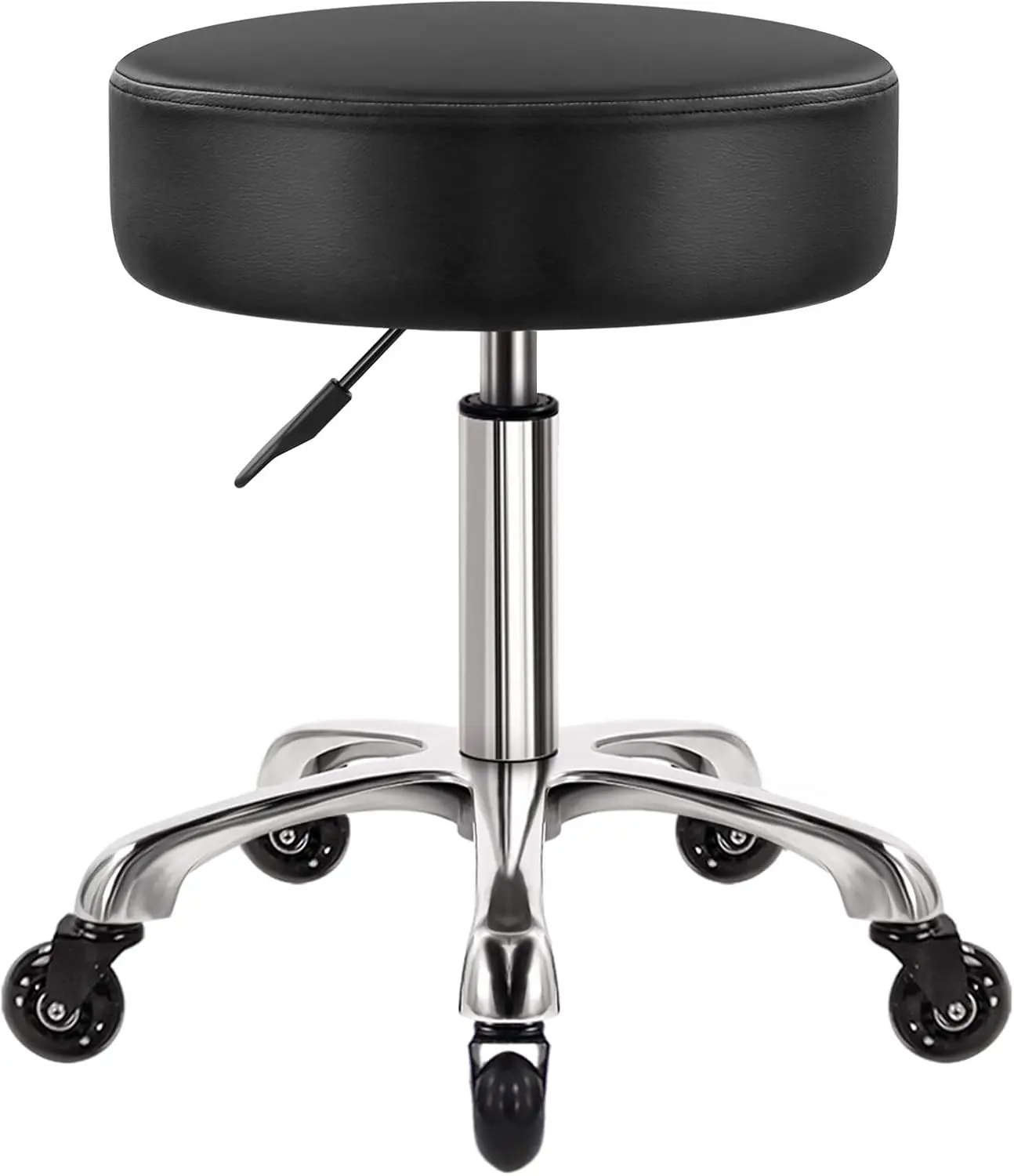 

Heavy Duty Rolling Stool with Wheels, Hydraulic Swivel Adjustable Chair, Ergonomic Thick Leather Seat for Kitchen Office Salon