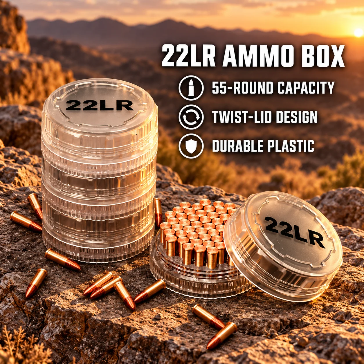 55-Round Ammo Capacity; Suitable for .22LR Cartridges; Portable Pocket Ammo Storage Box; Translucent Plastic Material image 5