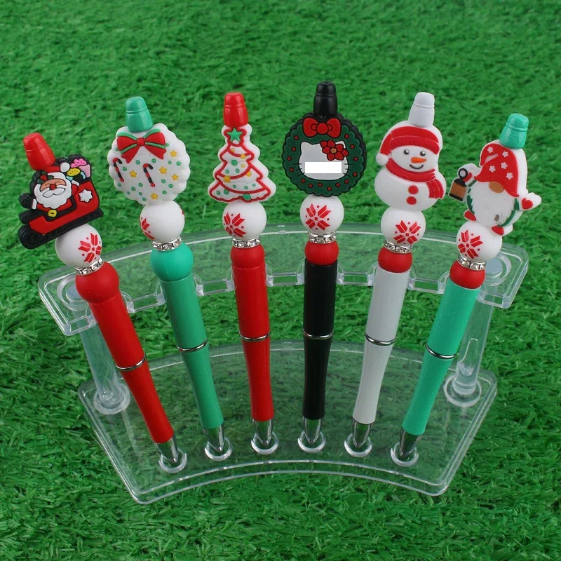 15/30pcs Christmas Gift Pen Beaded Ballpoint Pen DIY Beadable Pens Gift School Office Supplies Teacher Gift Pen Stationery