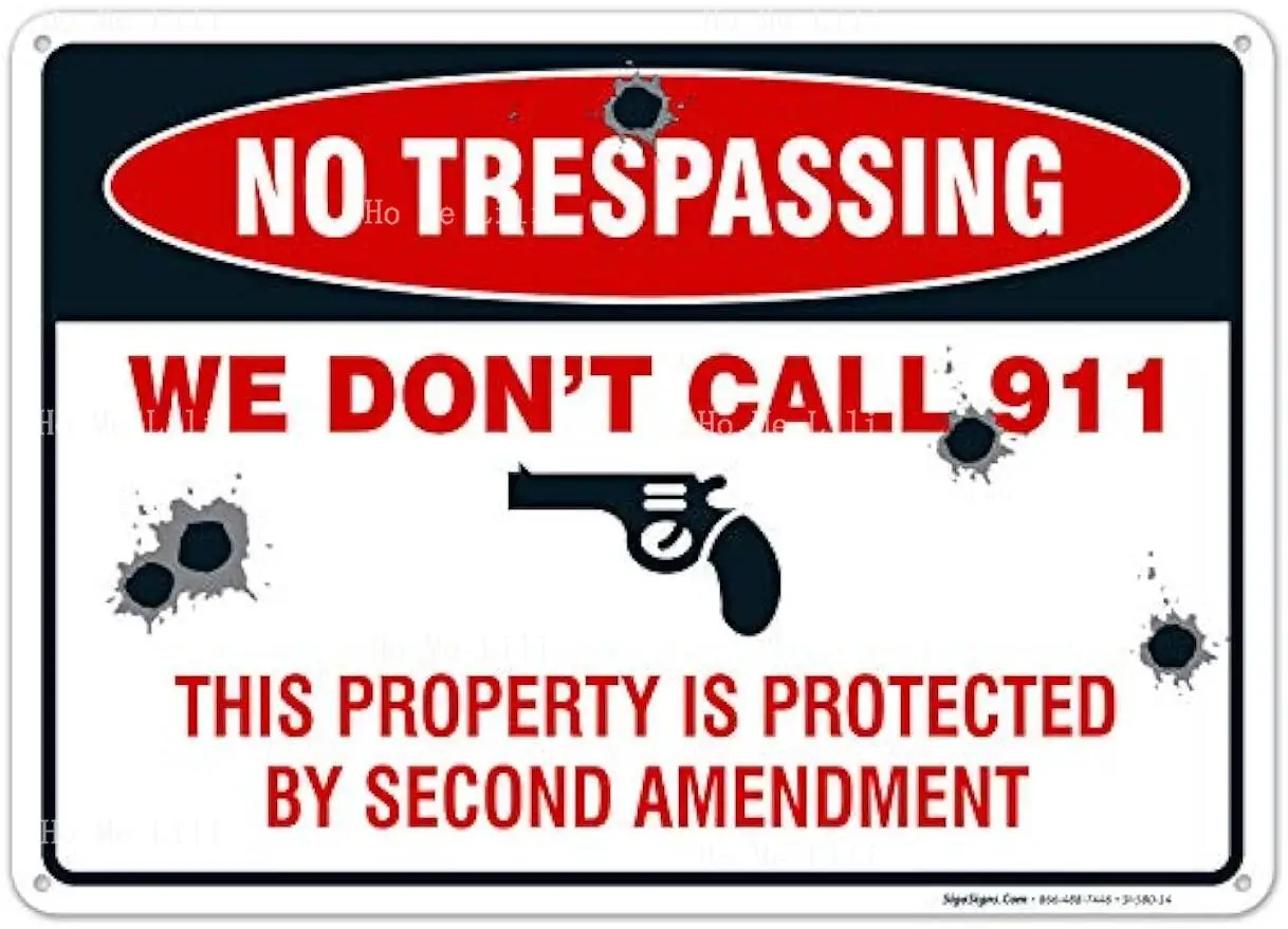 We Don't Call 911 Sign This Property Is Protected By Second Amendment Plaque Retro Man Cave