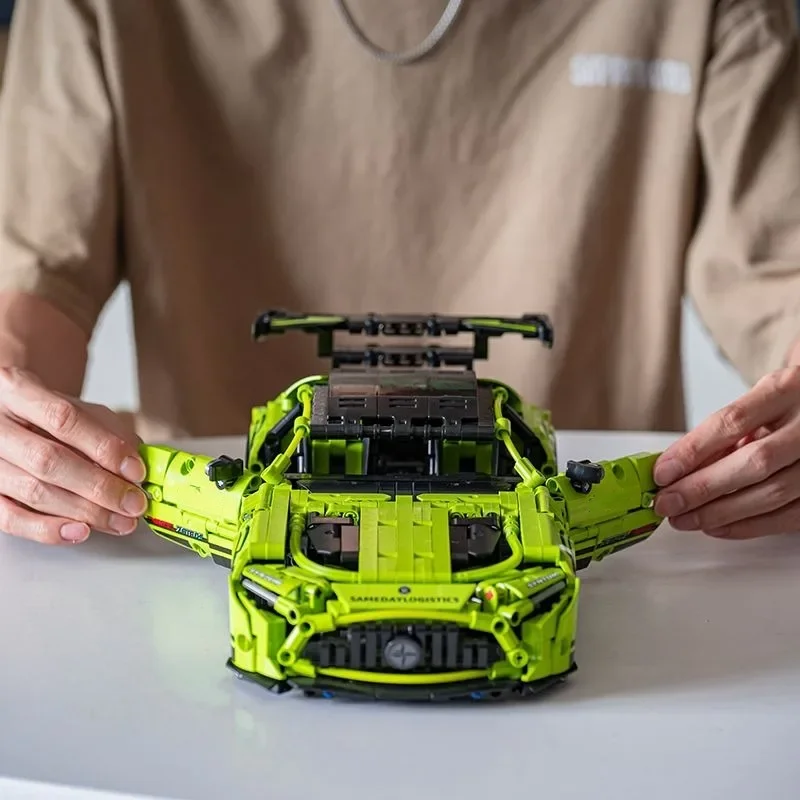 1466 PCS เทคโนโลยี 1:14 สีดํา Supercar racing building บล็อกประกอบอิฐรถของขวัญของเล่นสําหรับของขวัญวันเกิดเด็ก