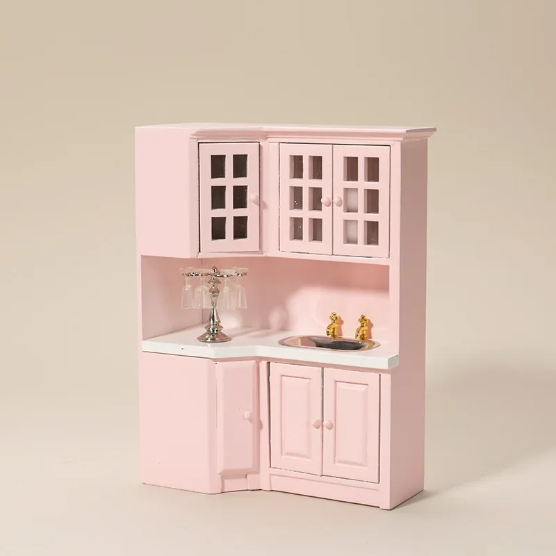 

Dollhouse Mini Cabinet Counter Sink Set Kitchen Model 1:12 Play House Miniature Food Toy Ornament Home Decor Decoration Toys