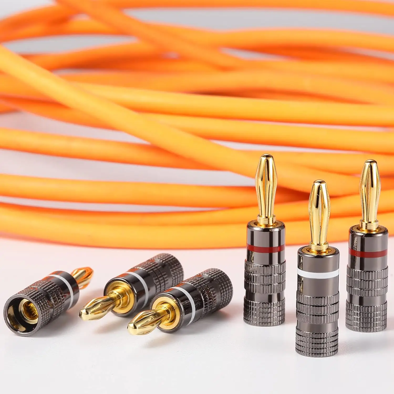 4mm Banana Plugs Male Connector High Quality 24K Gold Plated Hifi Audio Speaker Banana Connectors for Speakers and Amplifiers