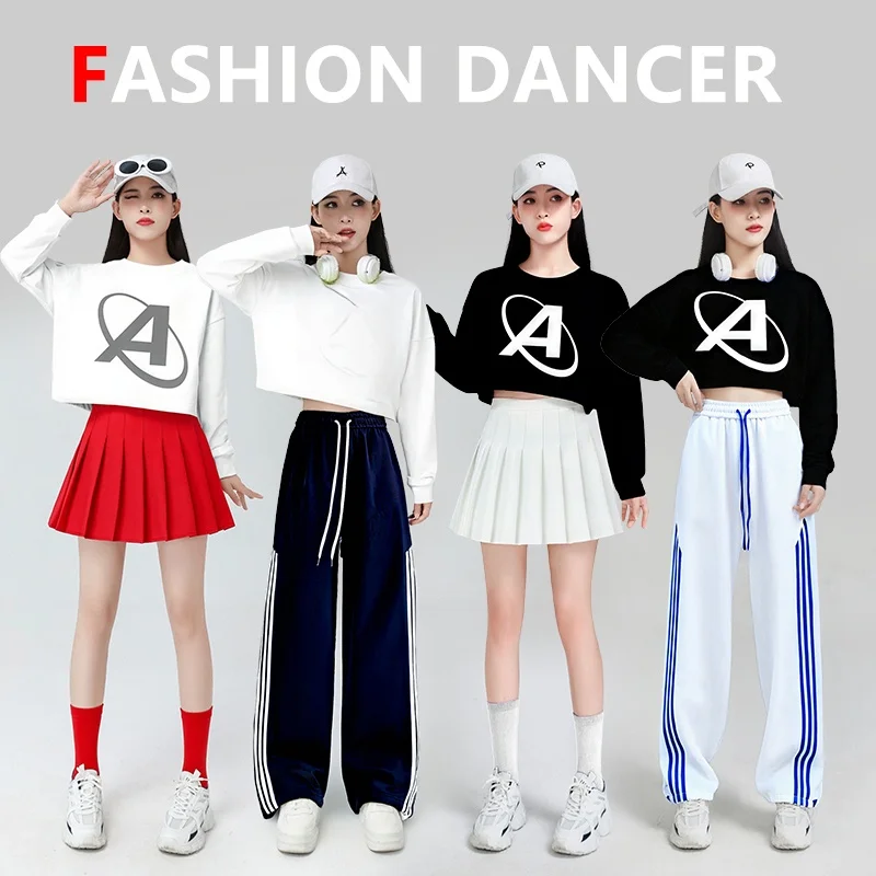 

Faionable ort Jazz Dance Outfit Женский корейский топ с брюкой для танцев Повседневная одежда