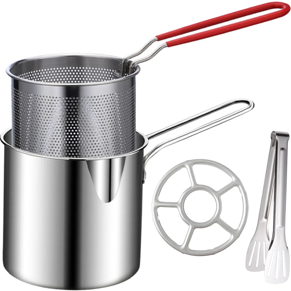 

Stainless Steel Fryer Basket with Pot Mini Kit Deep Small Baskets Frying Pan Suite