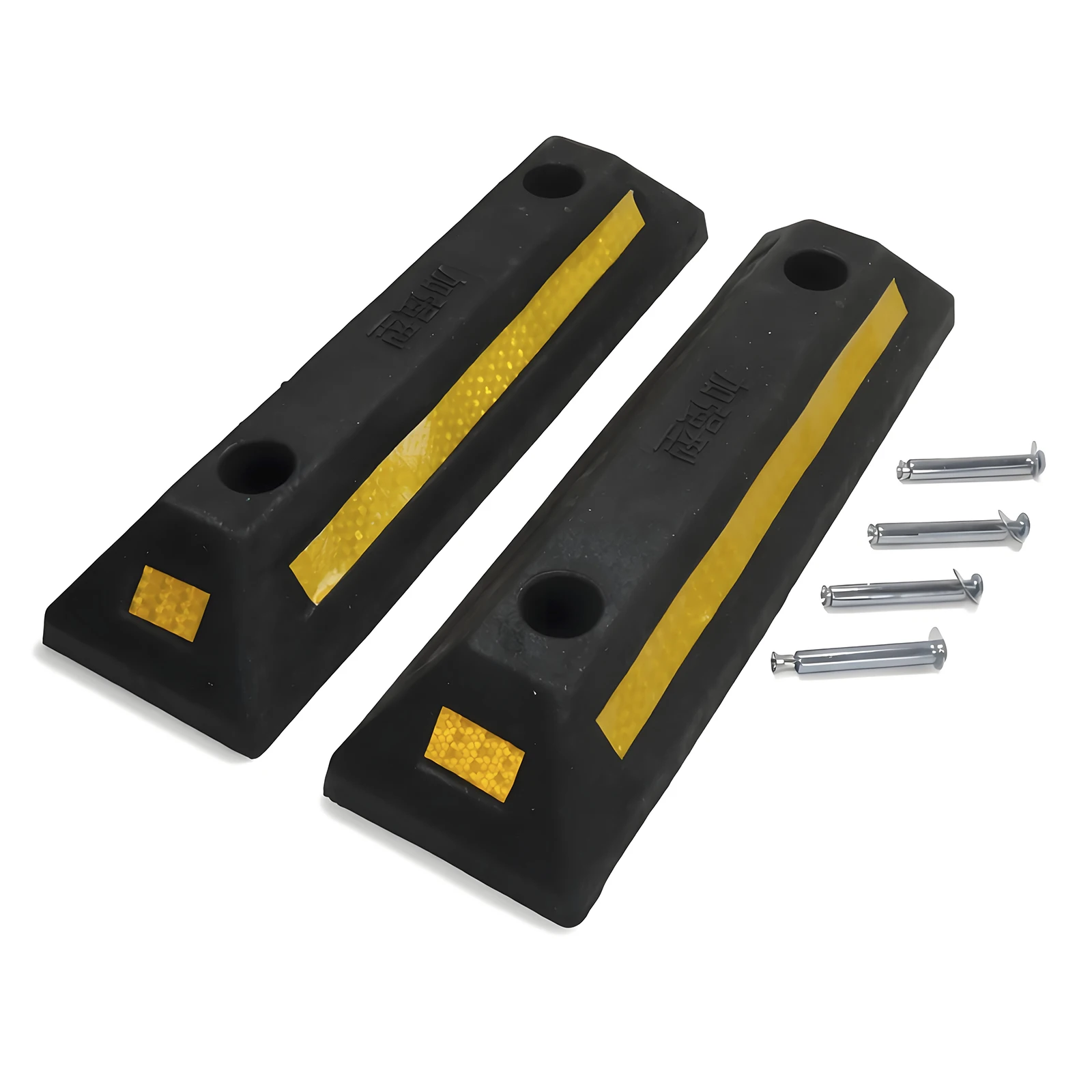 1 pair of black plastic reflective reinforced rubber car stopper wheel rubber locator reverse stopper anti-collision garage park