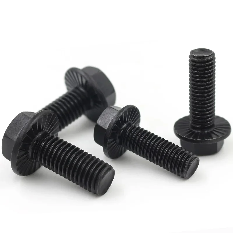 Black Grade 10.9 Carbon Steel Outer Hexagon Head Flange Cap Screws Hexagon Flange Bolt M5 M6 M8 M10 M12 M14 M16