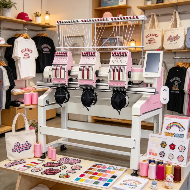 Automatic Double-Head Chain Stitch Computer Embroidery Machine New Condition for Home Use Two Devices Flat Cap Embroidery