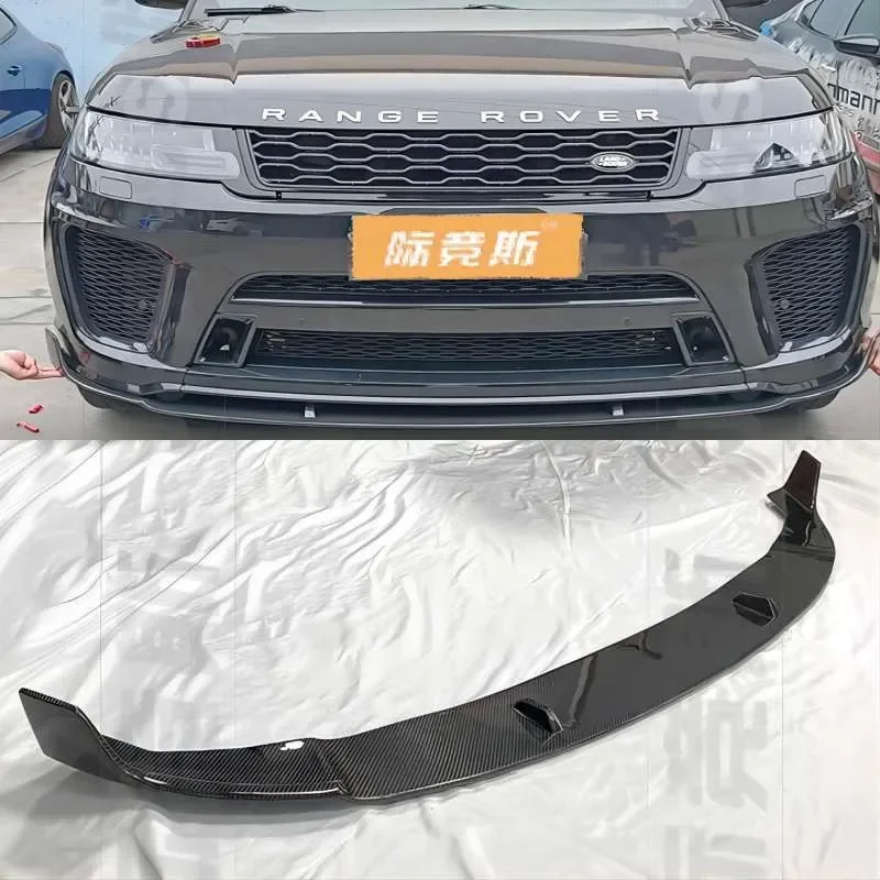 For Land Rover Range Sport SVR 2018 2019 2020 2021 2022 Real Carbon Fiber Car Front Lip Bumper Diffuser Spoiler Cover Body Kit