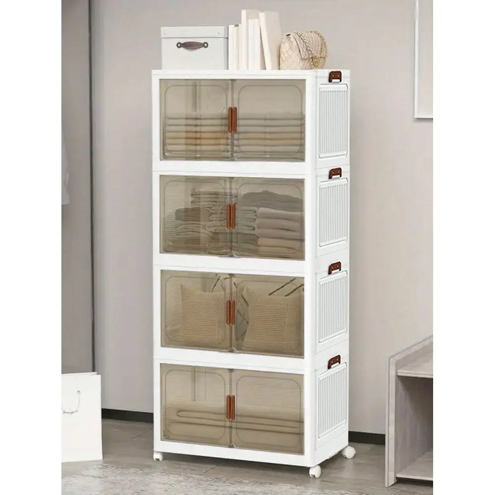 Stackable Storage Bins With LIDS, Closet Storage And Storage Spaces With Doors, Large Plastic Storage Boxes With Wheels, Foldin