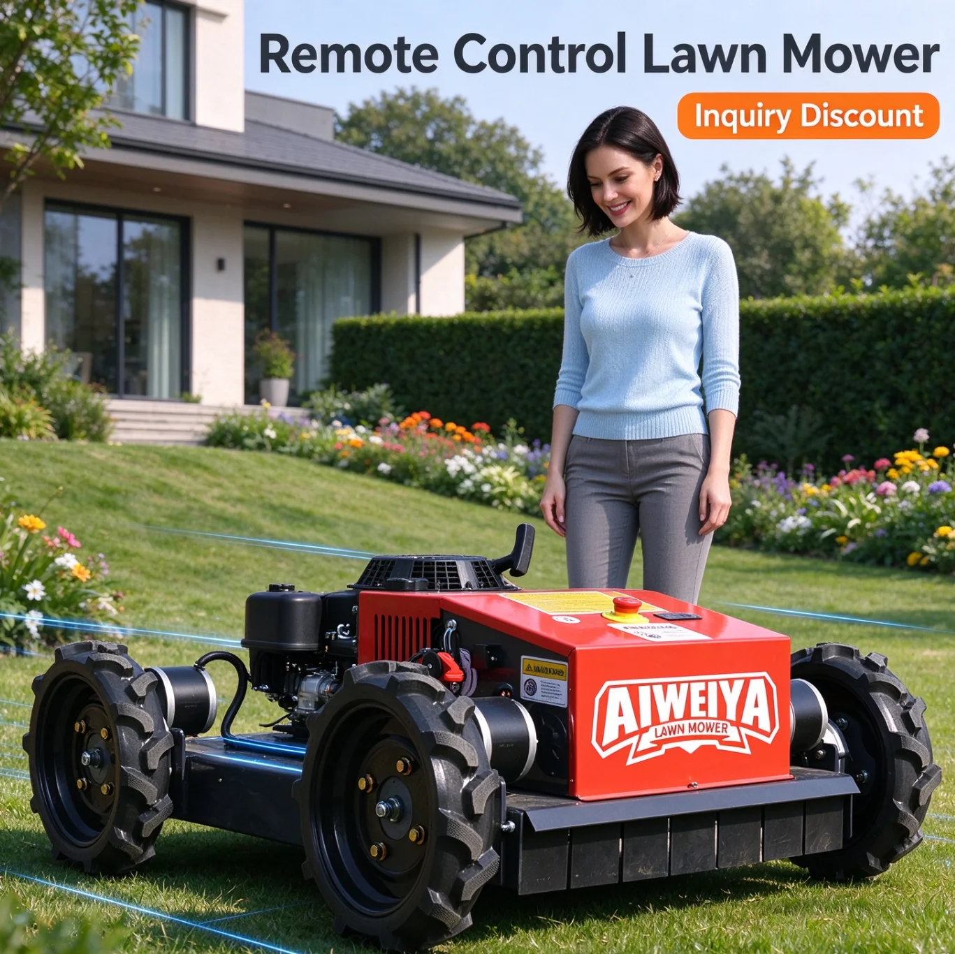 Customized Remote Control Lawn Mower High Clearance Weeder For Fast Grass Cleaning Under Solar Power Station Panels