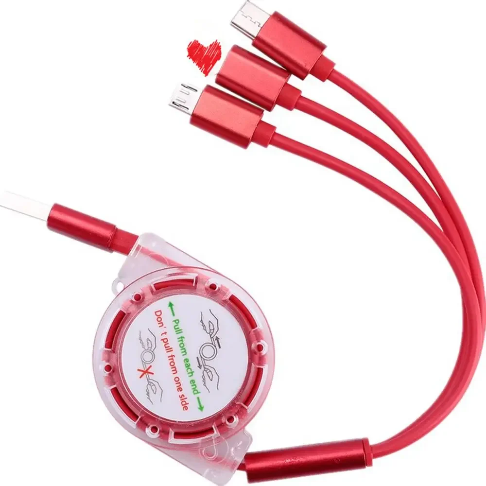 New Multi functional Durable 3 in 1 USB Cable Retractable Fast Charging Cable Universal