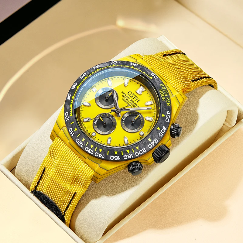 

BONEST GATTI High End Men's Automatic Mechanical Watch Round Dial Carbon Fiber Case Waterproof Luminous Wristwatch