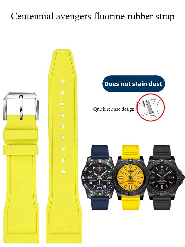 Ji Jue Shi Adapts To Avenger Blackbird Professional Endurance Super Ocean Men's Yellow Fluoroelastomer Watch Strap